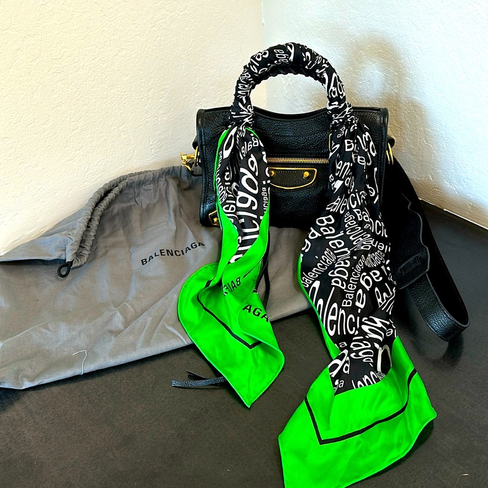 Balenciaga City Mini with scarf